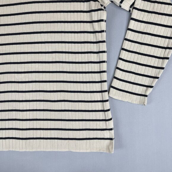 Polo Jeans Ralph Lauren Crewneck Tight Knit Sweater Men's M Beige Black Striped - Picture 11 of 13